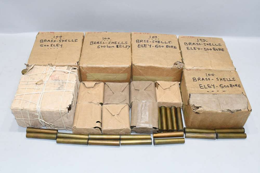 Approx 680 Pcs +/- Vintage Primed Eley 500 Express 3" Rifle Brass READ-img-0