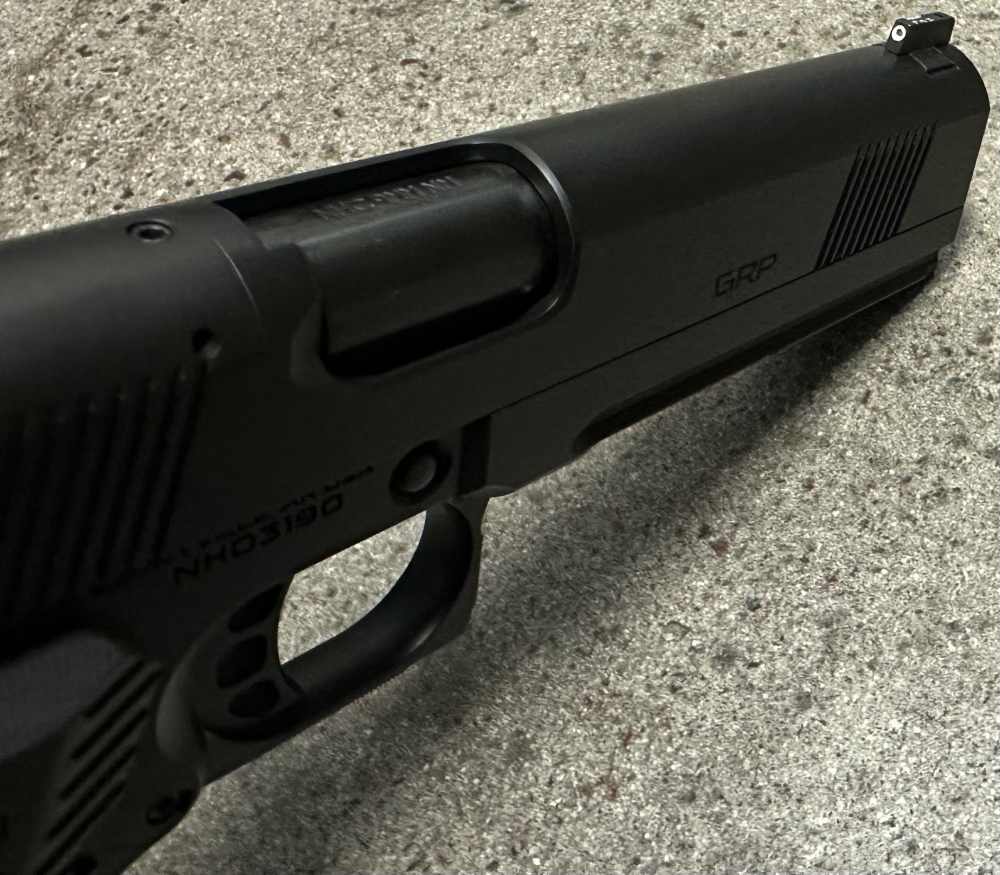 Nighthawk Custom 1911 GRP 9MM 5" Bull Barrel Recon Rail 9 IOS Square Guard -img-12