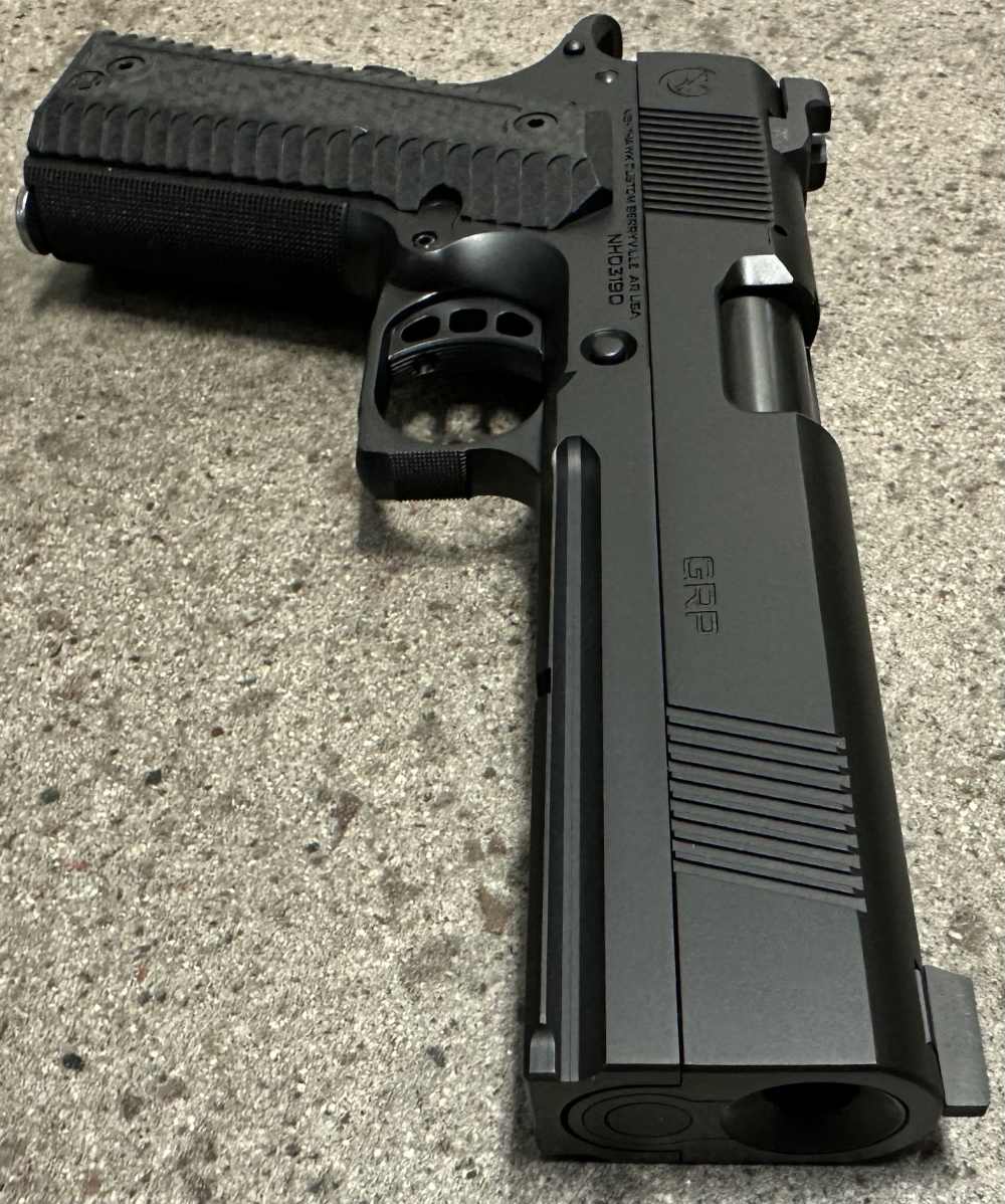Nighthawk Custom 1911 GRP 9MM 5" Bull Barrel Recon Rail 9 IOS Square Guard -img-4