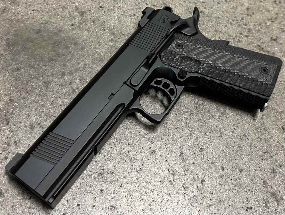 Nighthawk Custom 1911 GRP 9MM 5" Bull Barrel Recon Rail 9 IOS Square Guard -img-7