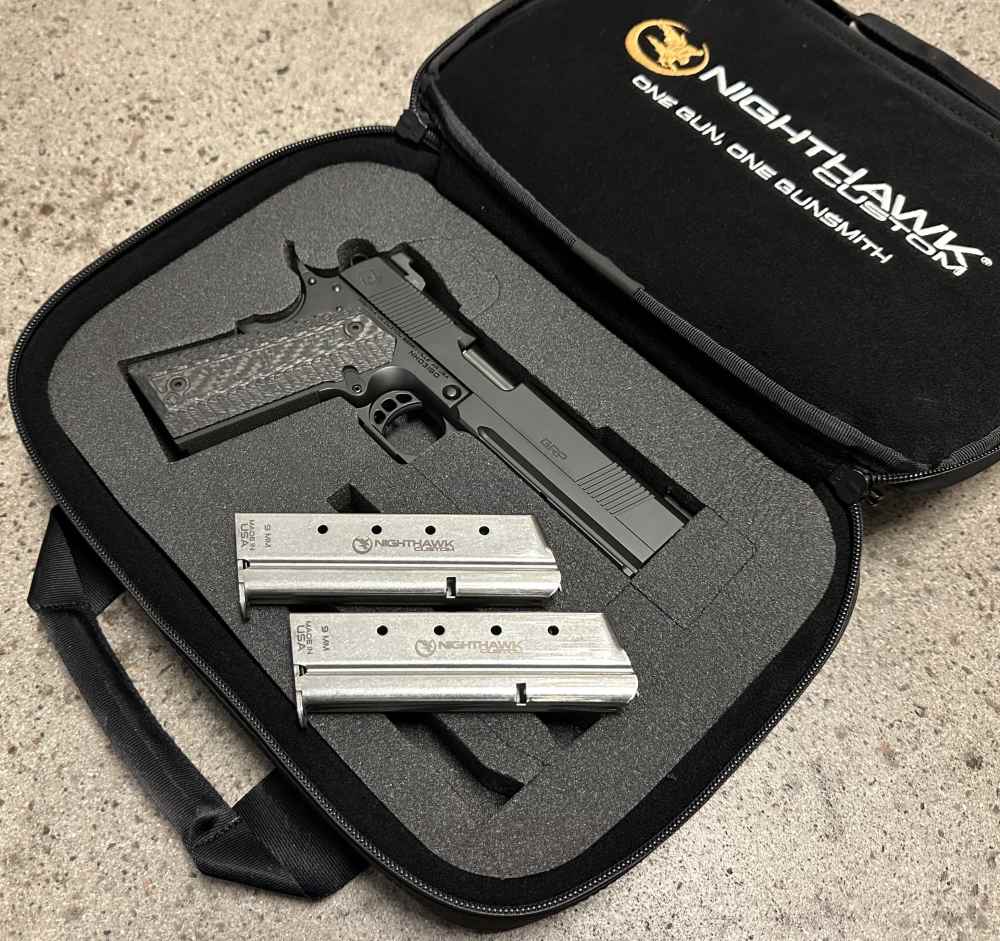 Nighthawk Custom 1911 GRP 9MM 5" Bull Barrel Recon Rail 9 IOS Square Guard -img-19