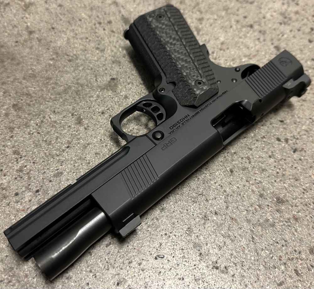 Nighthawk Custom 1911 GRP 9MM 5" Bull Barrel Recon Rail 9 IOS Square Guard -img-10
