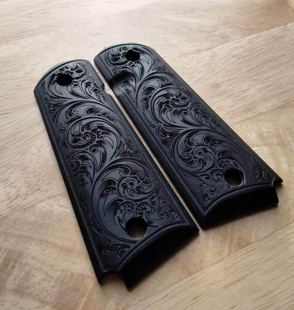 Custom Engraved 1911 full size aluminum grips-img-1