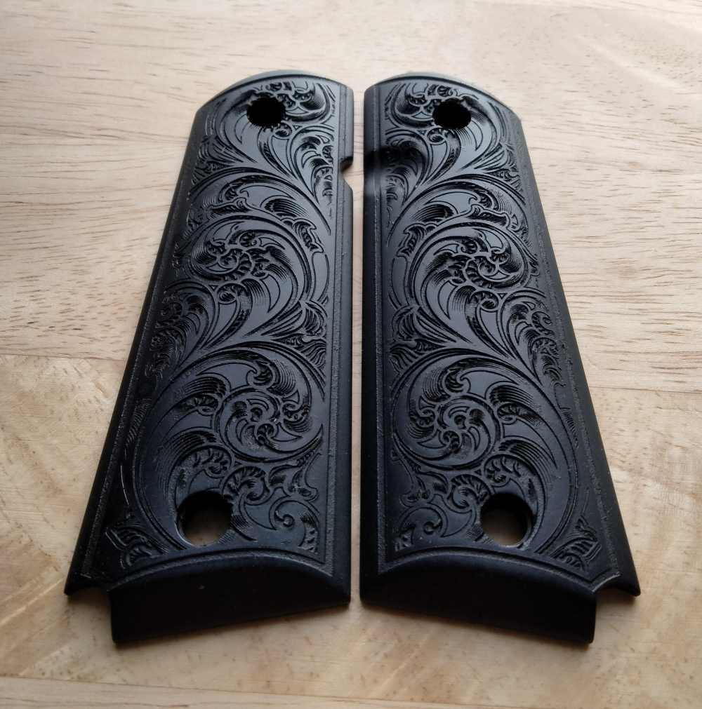 Custom Engraved 1911 full size aluminum grips-img-0