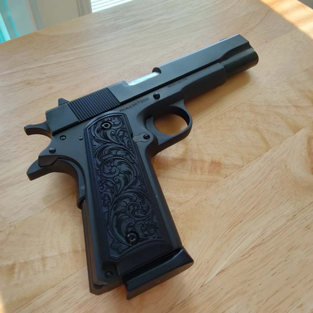 Custom Engraved 1911 full size aluminum grips-img-3