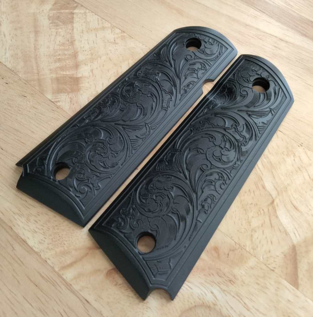 Custom Engraved 1911 full size aluminum grips-img-2