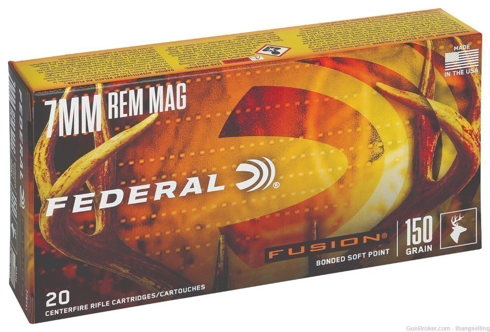 40 Rounds Federal 7mm Rem Mag Ammo 150 Gr FUSION SOFT POINT 7 Magnum-img-2