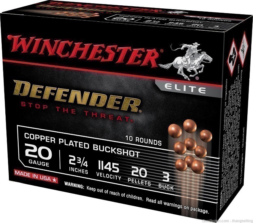 30 Rounds Winchester 20 Ga PDX1 DEFENDER 3 Buck Buckshot Shot Shell-img-2