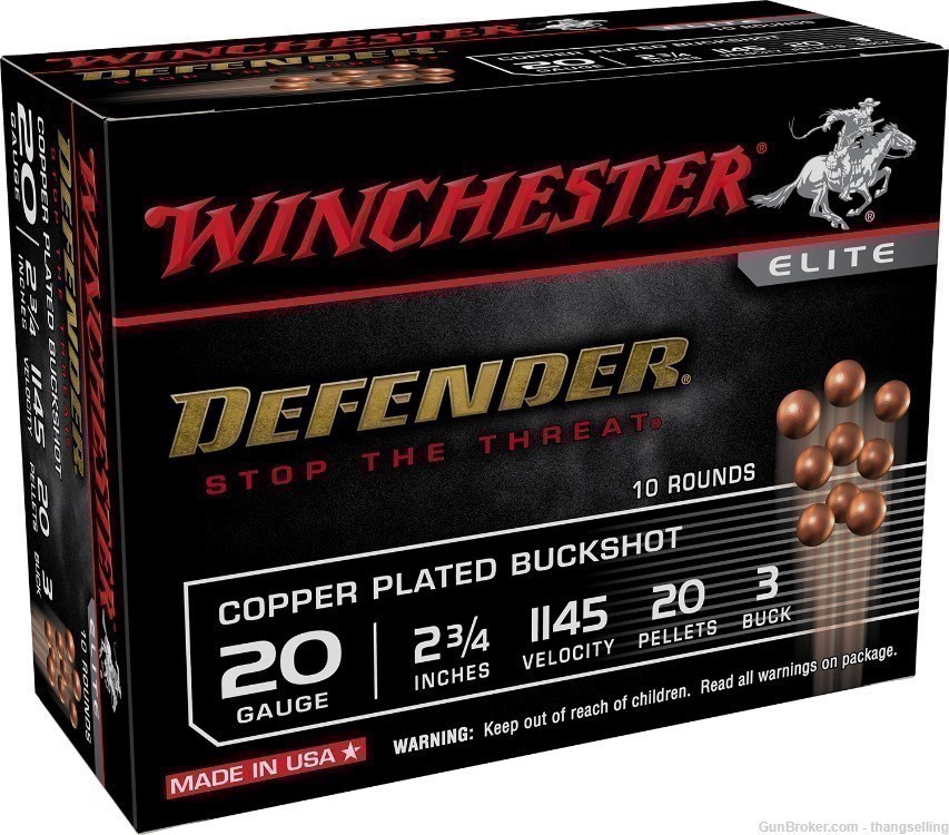 30 Rounds Winchester 20 Ga PDX1 DEFENDER 3 Buck Buckshot Shot Shell-img-0