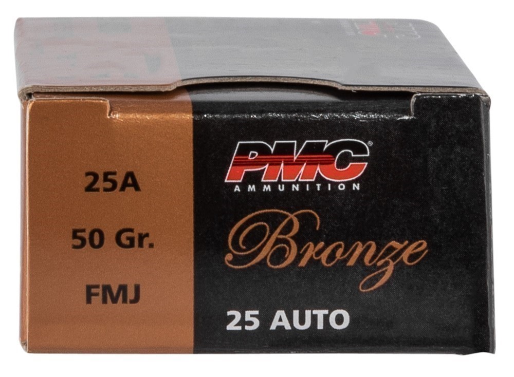 50 Rounds PMC Bronze .25 ACP Pistol Ammo 50Gr FMJ 25acp Auto Automatic Colt-img-1