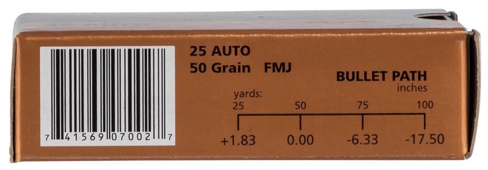 50 Rounds PMC Bronze .25 ACP Pistol Ammo 50Gr FMJ 25acp Auto Automatic Colt-img-2