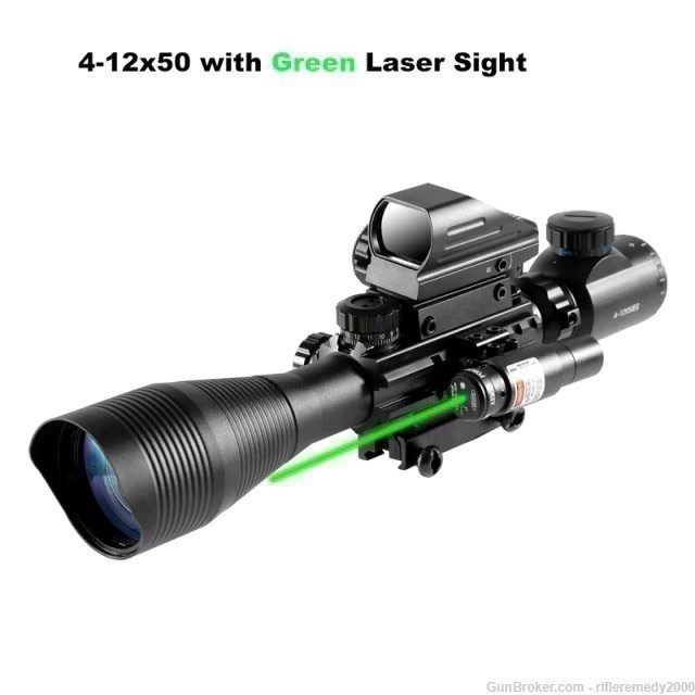 4-12X50 Illuminated Rifle Scope Red Dot Sight Laser-img-0