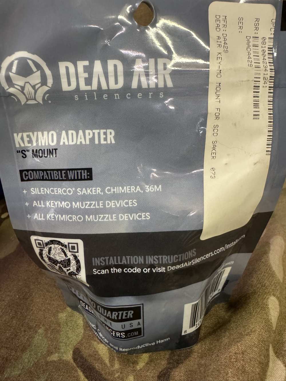 Dead Air KeyMo "S" Mount adapter for Silencer CO Saker, 36m, CHIMERA DA429-img-1