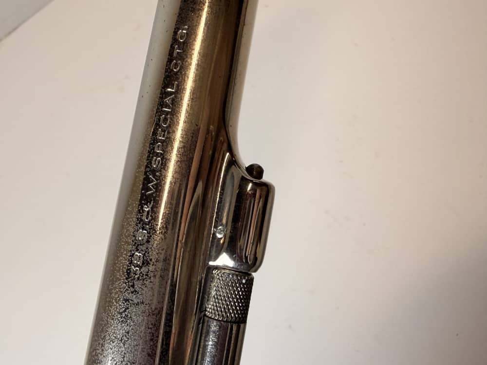 Vintage S&W Pre-Model 10 (.38 M&P)–1956 5-Screw Pinned Nickel–Bright Bore-img-56