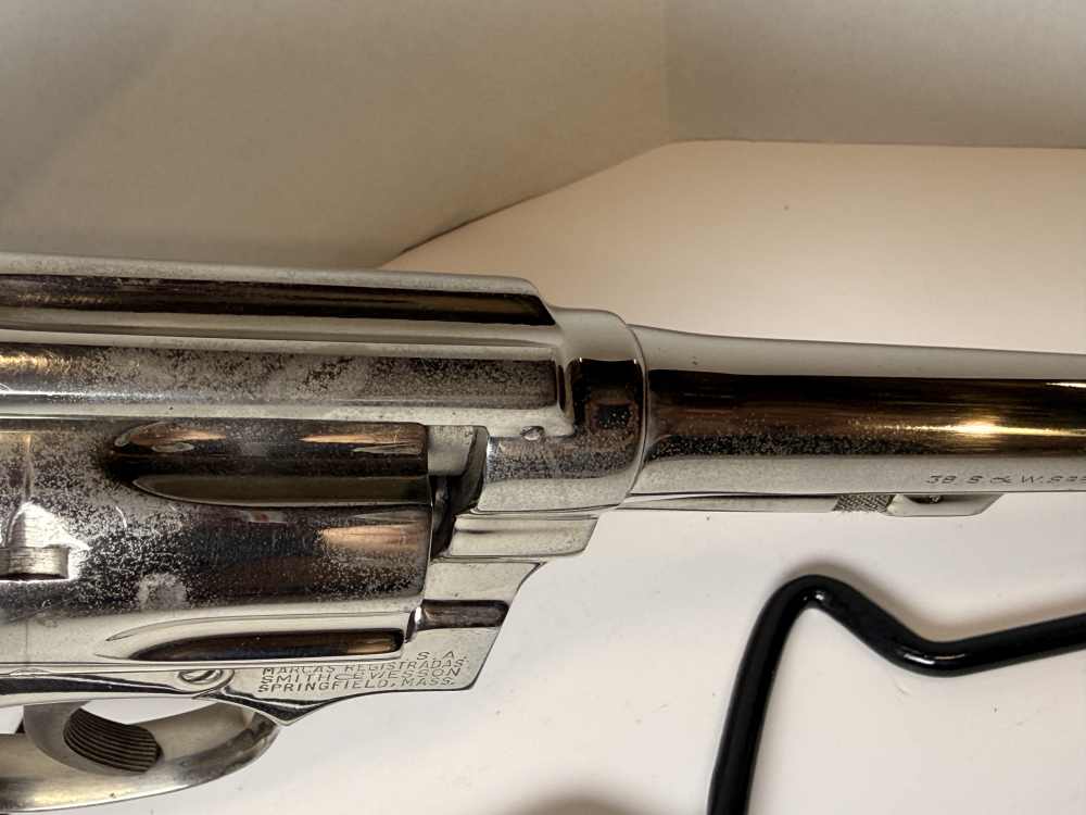 Vintage S&W Pre-Model 10 (.38 M&P)–1956 5-Screw Pinned Nickel–Bright Bore-img-24