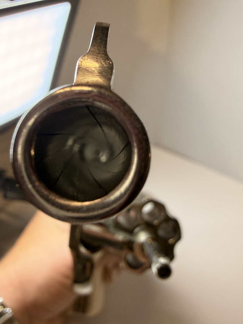 Vintage S&W Pre-Model 10 (.38 M&P)–1956 5-Screw Pinned Nickel–Bright Bore-img-45