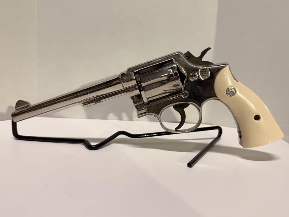 Vintage S&W Pre-Model 10 (.38 M&P)–1956 5-Screw Pinned Nickel–Bright Bore-img-2