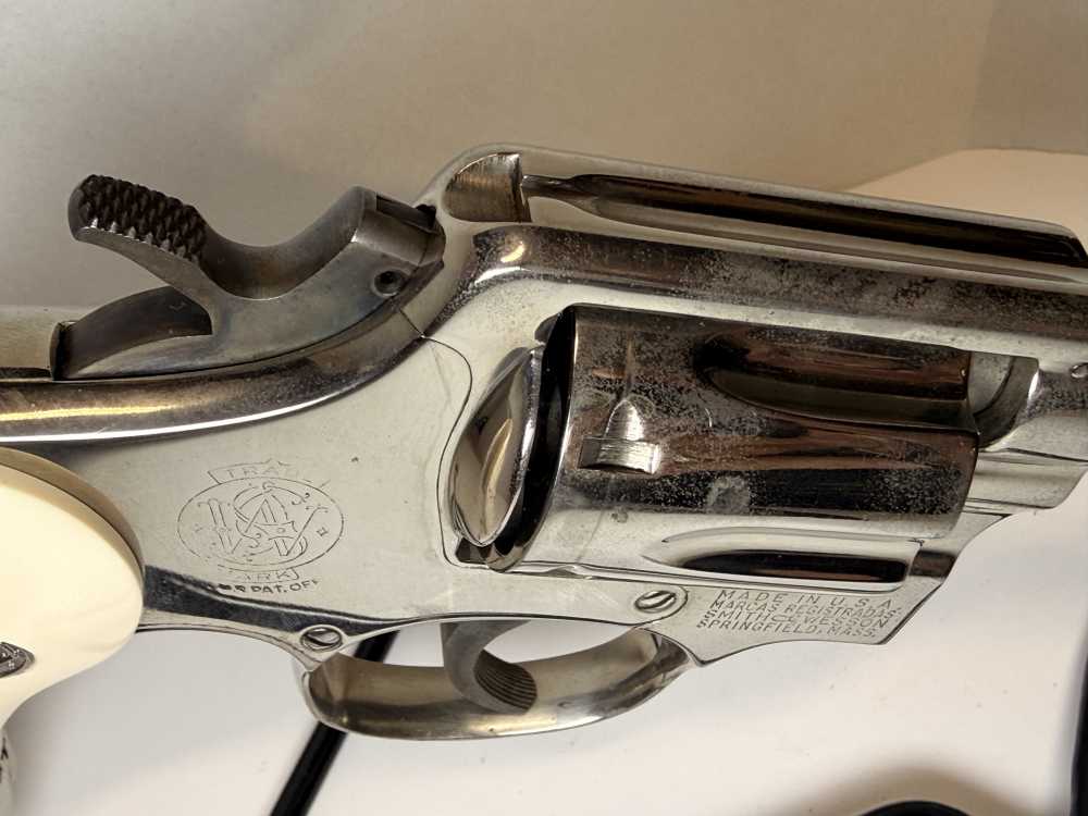 Vintage S&W Pre-Model 10 (.38 M&P)–1956 5-Screw Pinned Nickel–Bright Bore-img-23