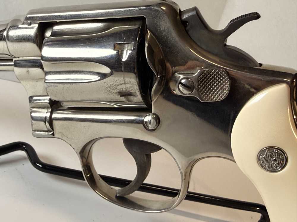 Vintage S&W Pre-Model 10 (.38 M&P)–1956 5-Screw Pinned Nickel–Bright Bore-img-9