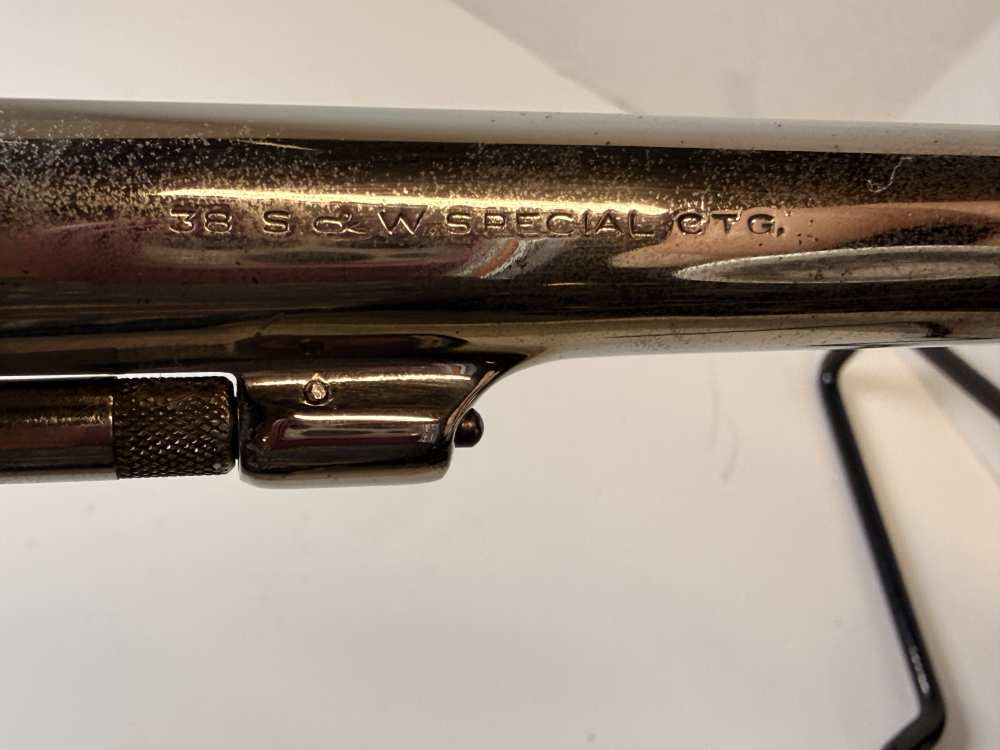 Vintage S&W Pre-Model 10 (.38 M&P)–1956 5-Screw Pinned Nickel–Bright Bore-img-57