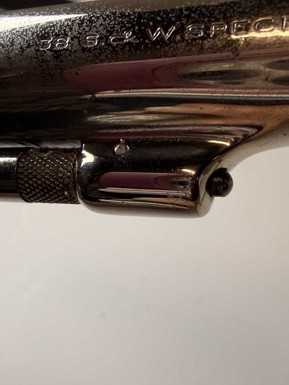 Vintage S&W Pre-Model 10 (.38 M&P)–1956 5-Screw Pinned Nickel–Bright Bore-img-58