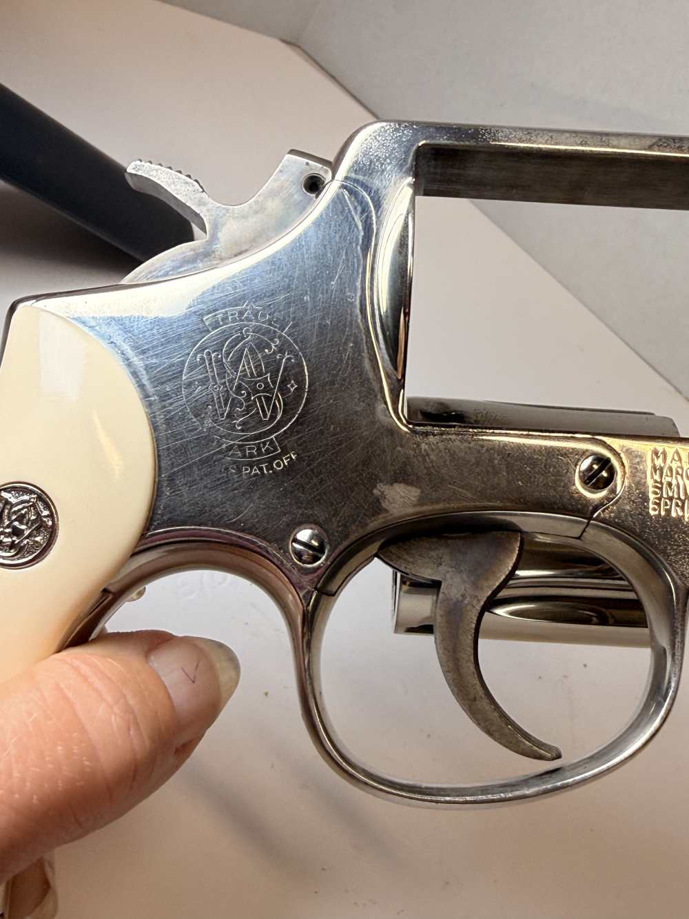 Vintage S&W Pre-Model 10 (.38 M&P)–1956 5-Screw Pinned Nickel–Bright Bore-img-49