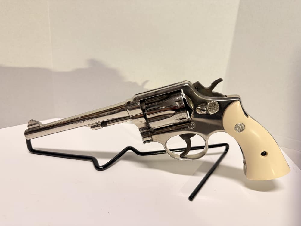 Vintage S&W Pre-Model 10 (.38 M&P)–1956 5-Screw Pinned Nickel–Bright Bore-img-5