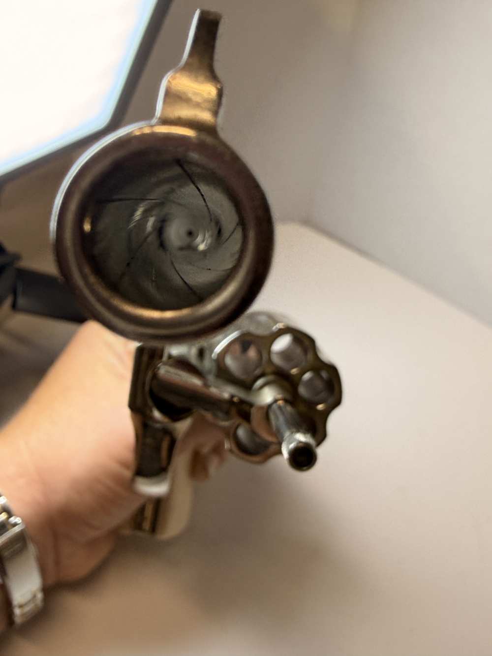 Vintage S&W Pre-Model 10 (.38 M&P)–1956 5-Screw Pinned Nickel–Bright Bore-img-42