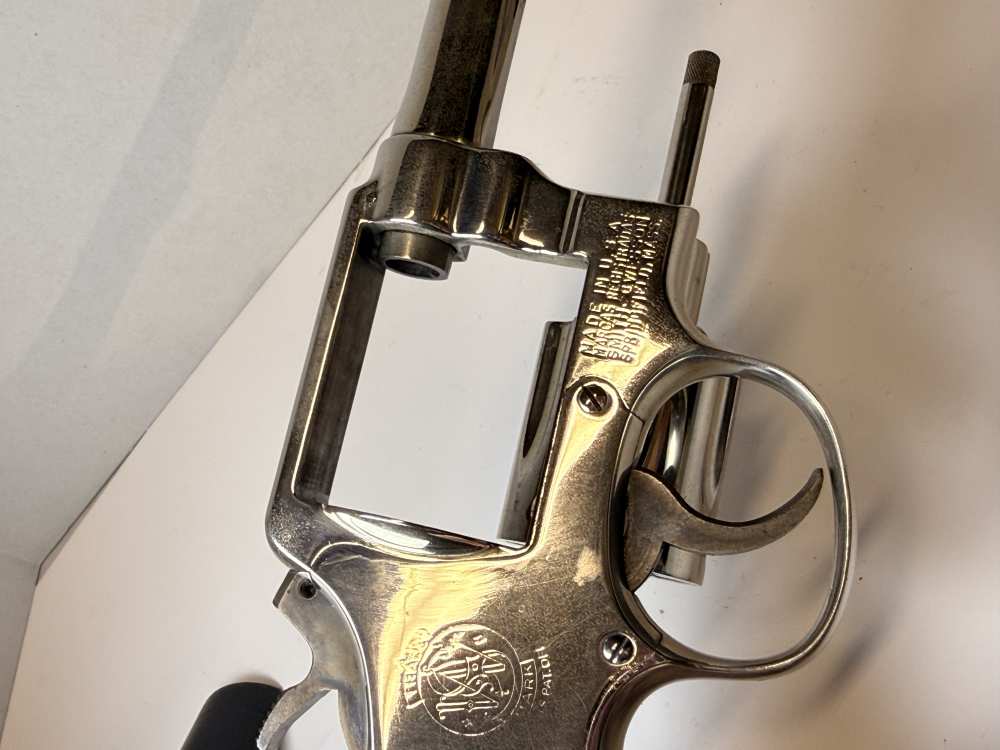 Vintage S&W Pre-Model 10 (.38 M&P)–1956 5-Screw Pinned Nickel–Bright Bore-img-53