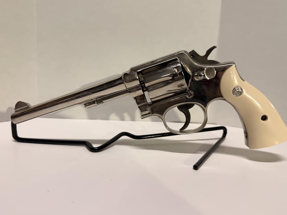 Vintage S&W Pre-Model 10 (.38 M&P)–1956 5-Screw Pinned Nickel–Bright Bore-img-4