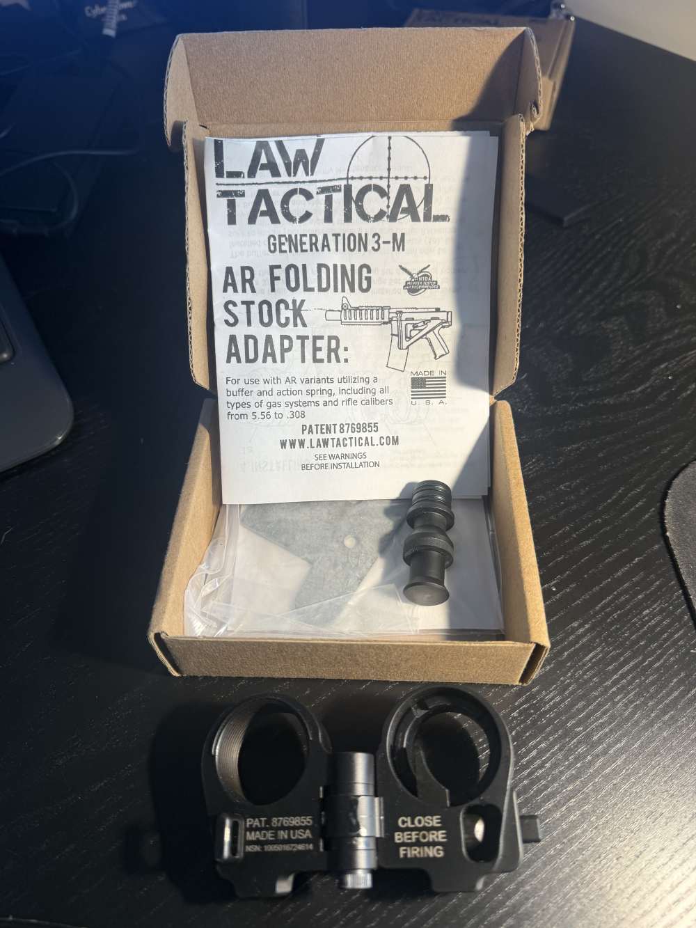 Law Tactical AR Folding Stock Adapter Gen 3M, Black-img-1