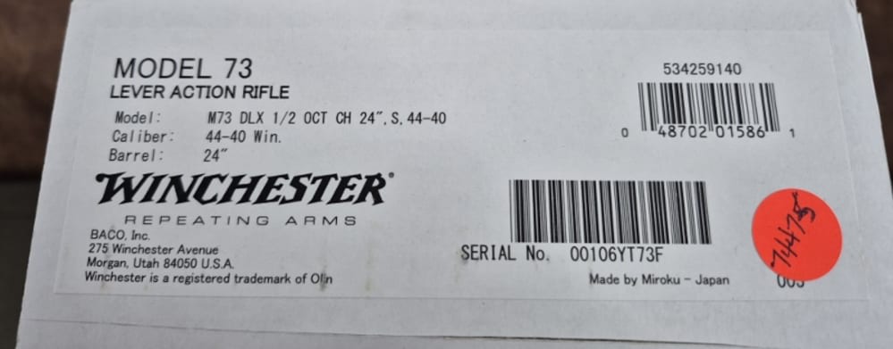 NIB WINCHESTER MODEL 73 DELUXE 44-40 24" BOX-img-23