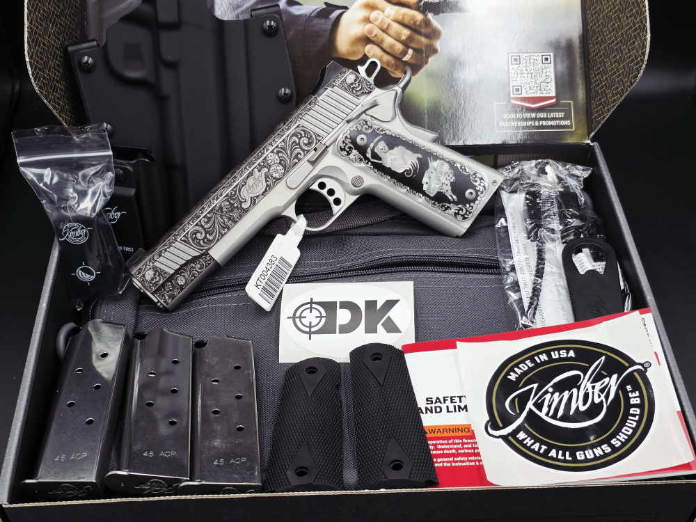 Engraved Life's A Gamble KIMBER .45 1911 LW Bundle DK Customs Penny Auction-img-0