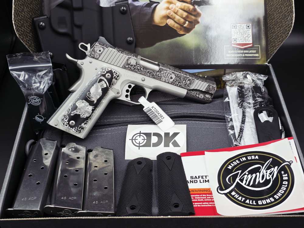 Engraved Life's A Gamble KIMBER .45 1911 LW Bundle DK Customs Penny Auction-img-1