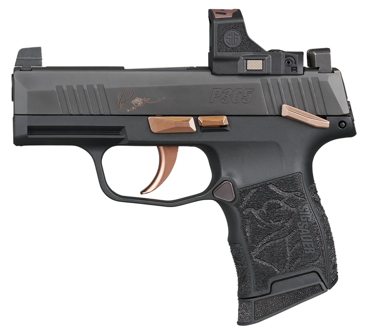 Sig Sauer P365 Rose Kit Micro Compact 380 ACP Pistol 3.10 Black Nitron 365--img-0