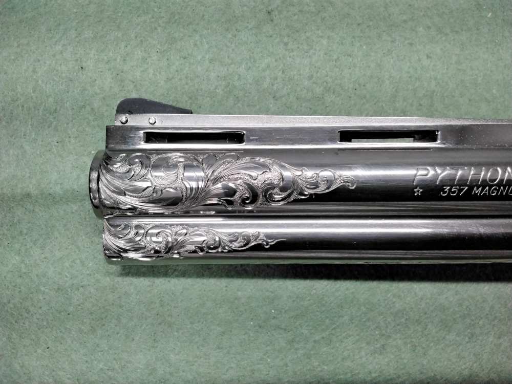 1981 Colt Python .357 Mag 6" Nickel Engraved Extra Grips K72910-img-11