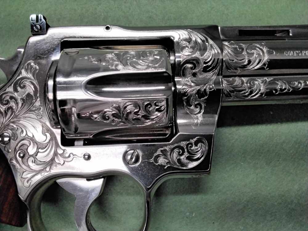 1981 Colt Python .357 Mag 6" Nickel Engraved Extra Grips K72910-img-20