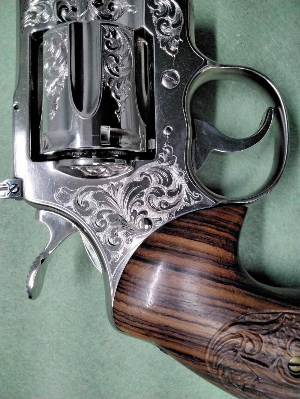 1981 Colt Python .357 Mag 6" Nickel Engraved Extra Grips K72910-img-17