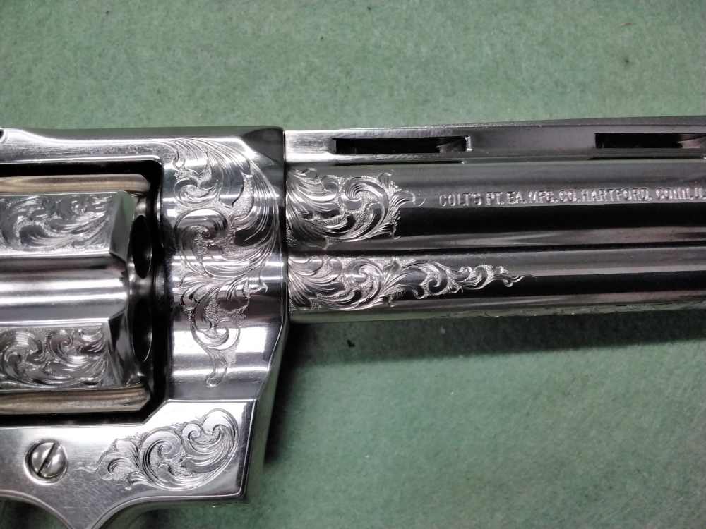 1981 Colt Python .357 Mag 6" Nickel Engraved Extra Grips K72910-img-21