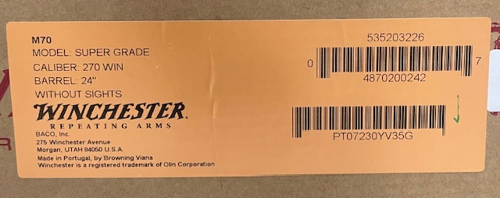Winchester 70 Super Grade Walnut 270 Win NIB 24" -img-9