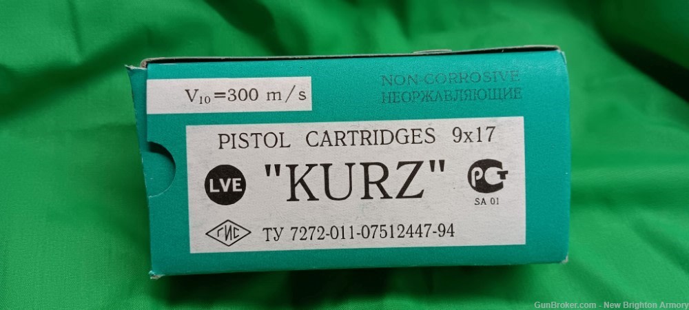 RUSSIAN 9X17MM KURZ Ammunition 380 ACP 50 Round Box-img-0