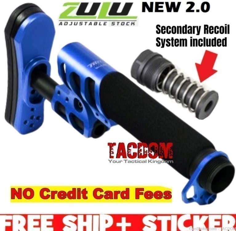 Odin Works ZULU BLUE 2.0 Adjustable Stock System +2nd Recoil Buffer AR15 AR-img-0