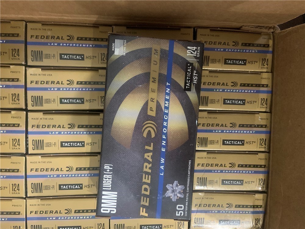 100 Rounds LE Federal Tactical HST 9mm 124 GN +P JHP 9 Ammo-img-0
