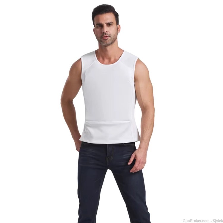 NIJ IIIA Concealable Flexible Body Armor Undershirt STOPS 12GA + .44MAG XL-img-2