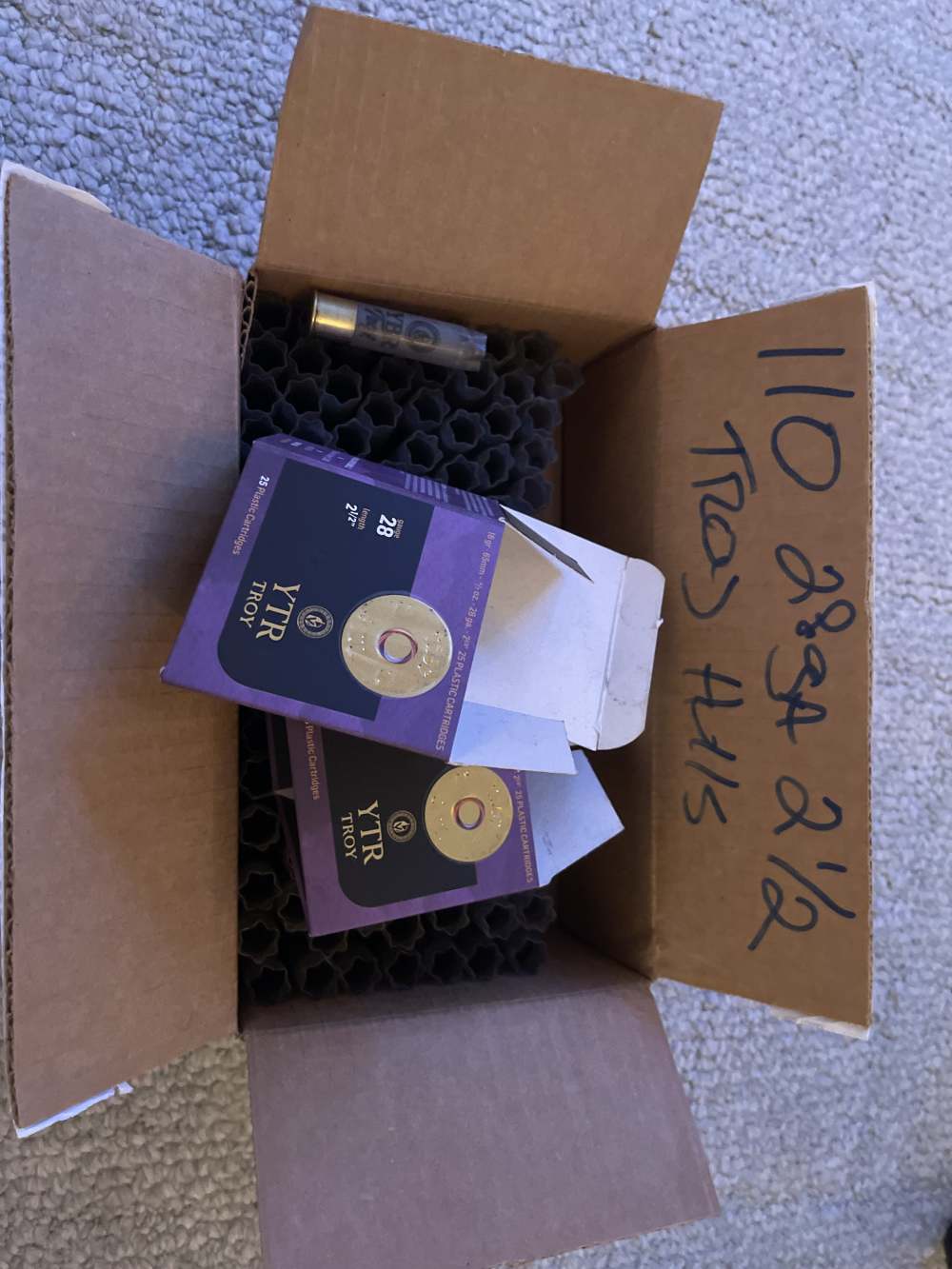 110 28 ga Troy 2 1/2  Shotshell hulls fired1x plus 2 boxes-img-0