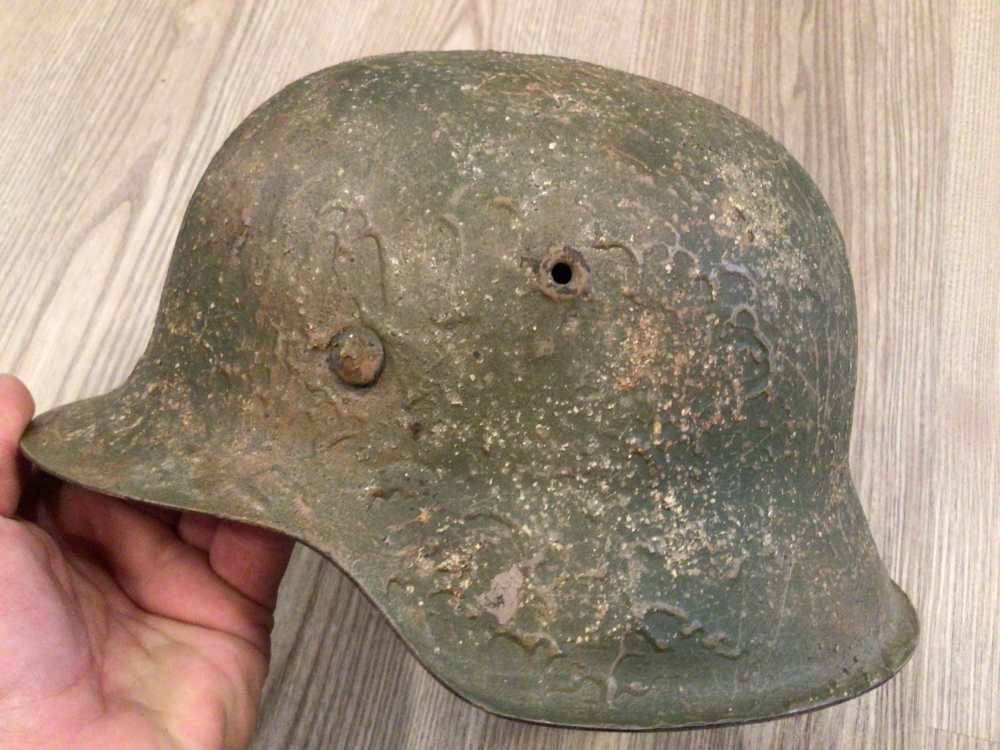 Original WWII German M42  Helmet W/Liner-img-1