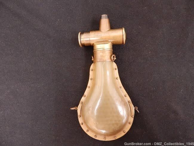 1840s-50s Rifle & Shotgun Tortoise Shell Powder Flask-img-0