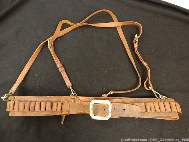 1900s-20s Western 44 Caliber Belt Rig with Suspenders-img-0