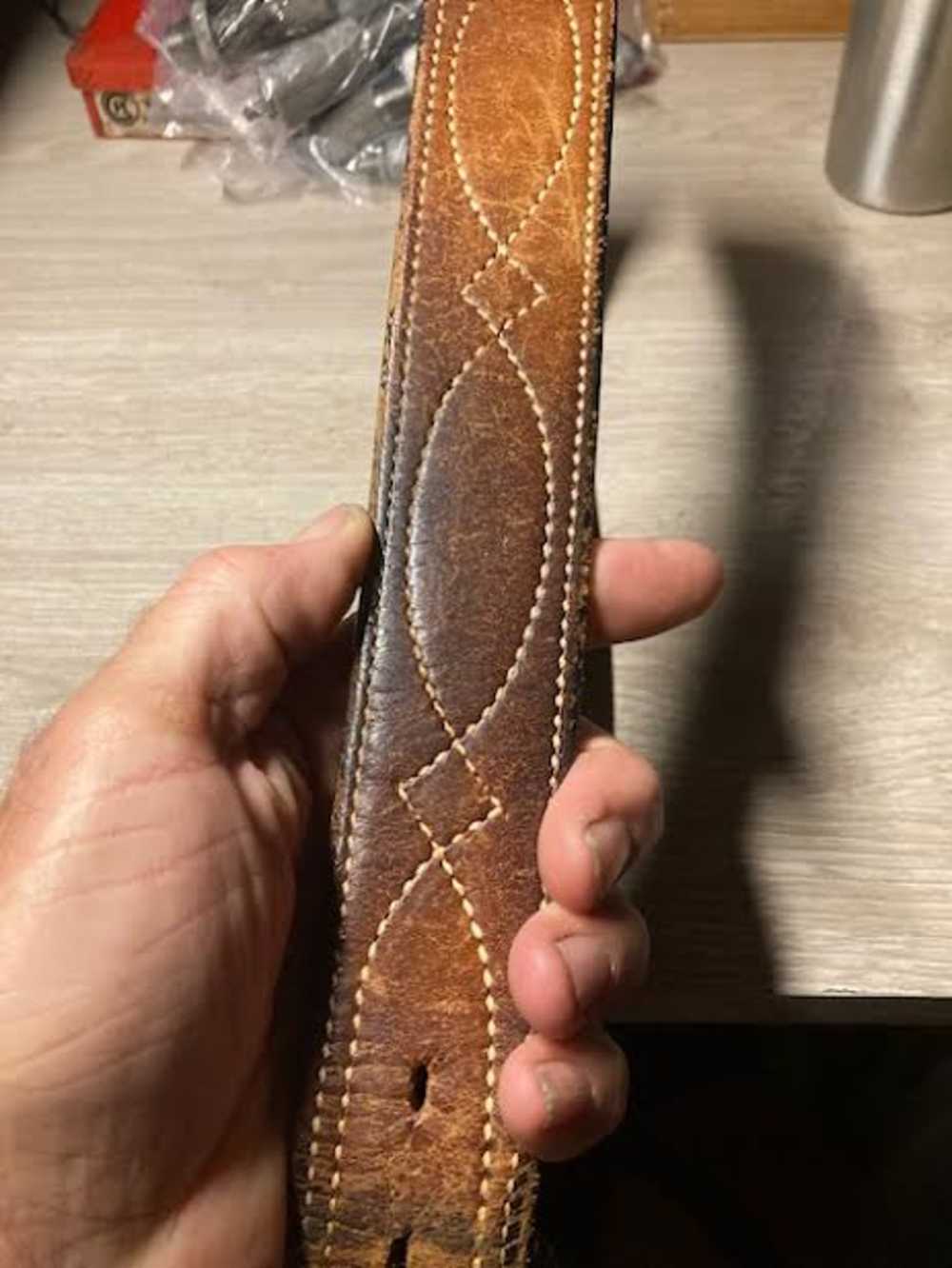 Bianchi  B10 saddle leather holster belt used good condition. 34"-img-1