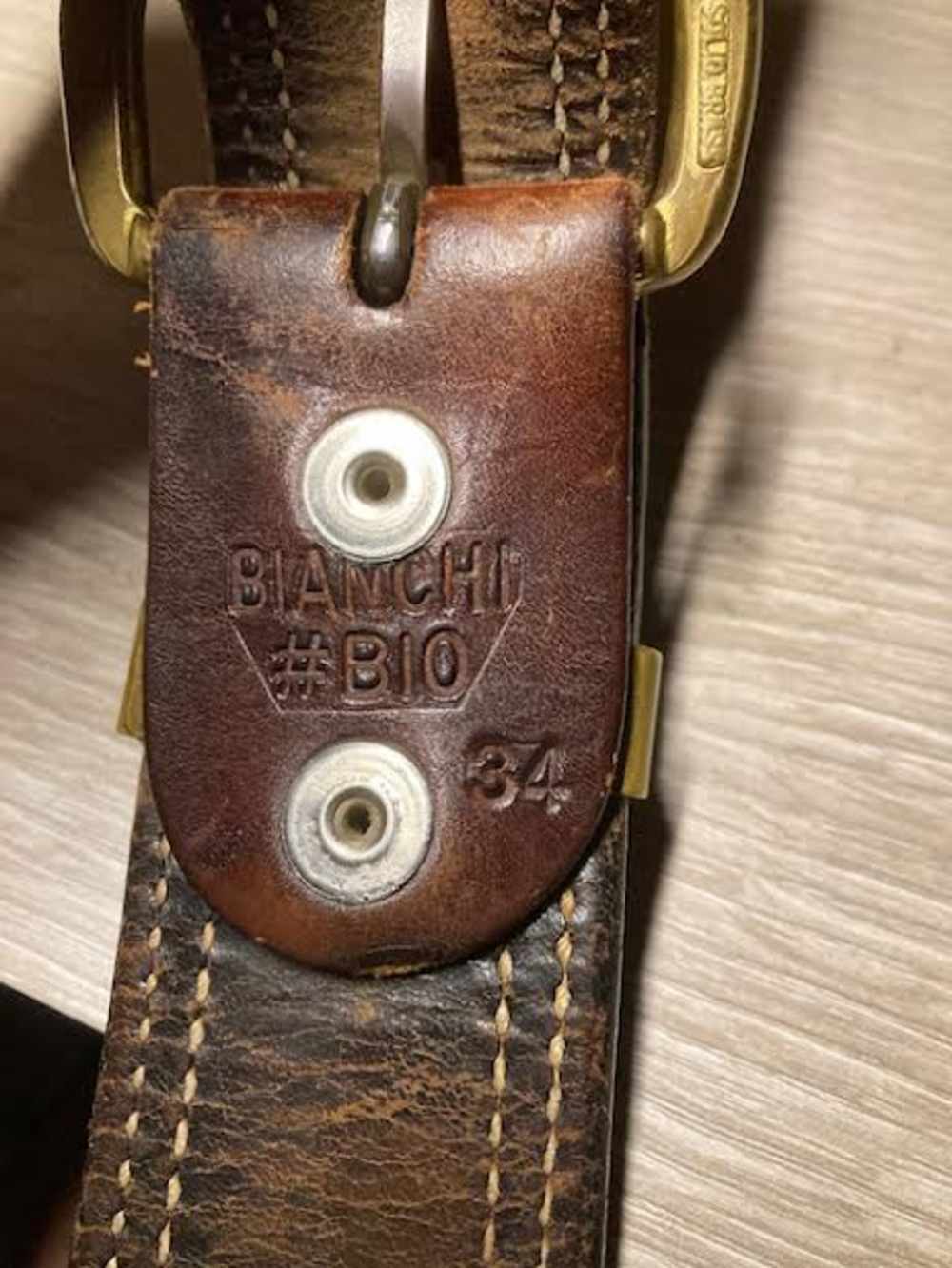 Bianchi  B10 saddle leather holster belt used good condition. 34"-img-2